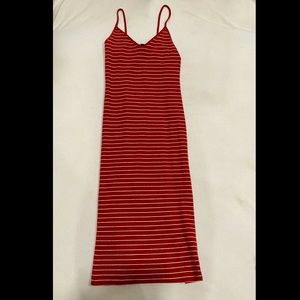 Brick red midi bodycon dress